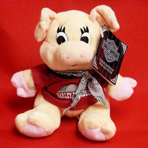 Vintage Harley Davidson Racer Hog Pig Bean Bag Plush Figure Doll 1997